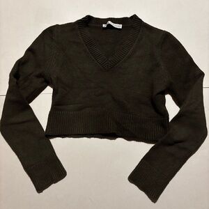 dark geeen zara cropped sweater